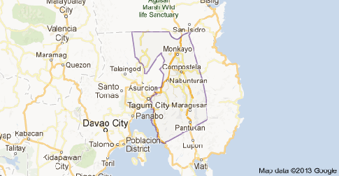 Map of Compostela Valley in Southern Mindanao (Google Maps)