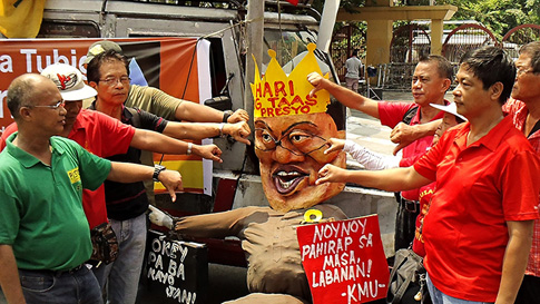 Nagpahayag ang mga lider-obrero na maglulunsad sila ng protestang bayan sa Hulyo 16 para ihayag ang pagtutol ng mga mamamayan sa taas-singil sa kuryente't tubig, MRT at LRT, matrikula, at mga bayarin, gayundin sa pagtaas ng presyo ng langis. Nakapokus din ang naturang protesta sa paglaban sa mga demolisyon. (Kontribusyon)