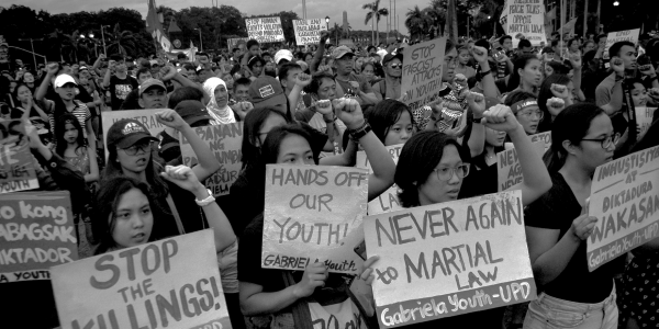 Protestors against the return of Marial Law in the Philippines